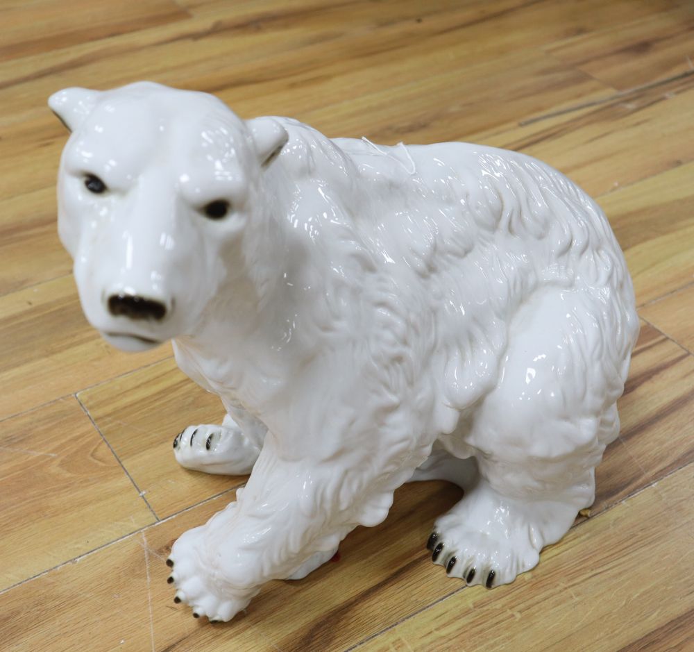 A Royal Dux porcelain polar bear, height 37cm